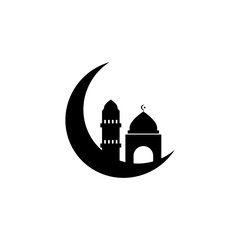mosque icon with a beautiful moon object, suitable for web icons