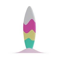 Summer Surfboard 3D Rendering Illustration