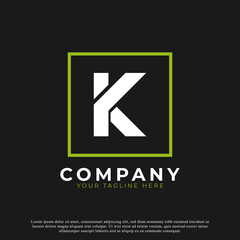 Simple Letter K Inside Square Modern Logo. Usable for Business and Branding Logos.
