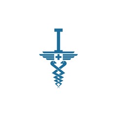 Letter I with caduceus icon logo design vector