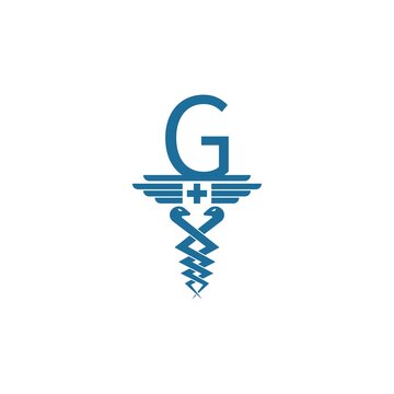 Letter G with caduceus icon logo design vector