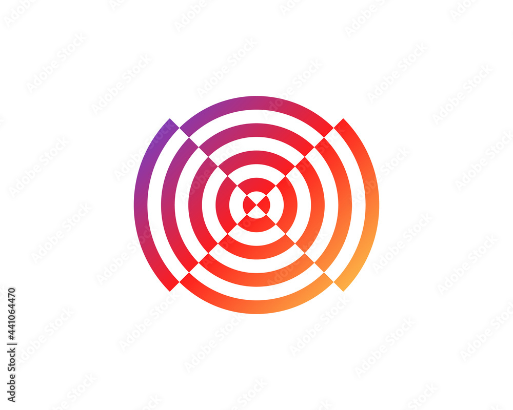 Poster lines in circle form . spiral vector illustration .technology round logo . design element . abstract