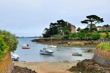 Beautiful seascape on the Brehat island in Brittany France