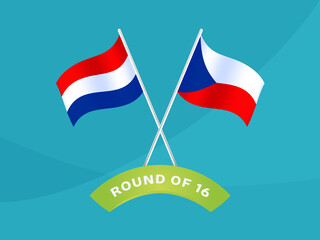 netherlands vs czech republic round of 16 match, European Football Championship euro 2020 vector illustration. Football 2020 championship match versus teams intro sport background
