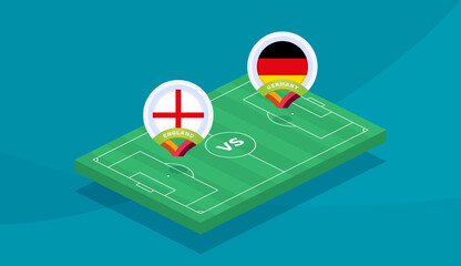 england vs germany round of 16 match, European Football Championship euro 2020 vector illustration. Football 2020 championship match versus teams intro sport background - obrazy, fototapety, plakaty