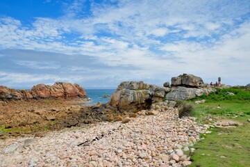 Beautiful seascape on the Brehat island in brittany france