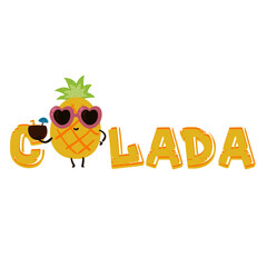 illustration of pineapple with the word colada.