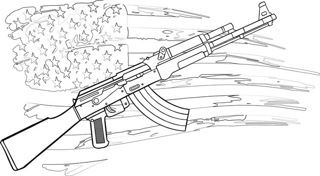 ak 47 drawing outline