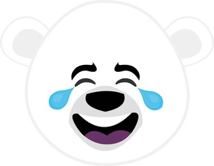Vector emoticon illustration of the face of a cartoon panda bear with tears of joy