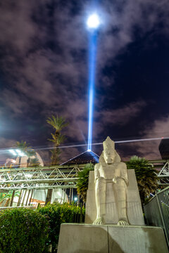 Luxor Hotel Casino And Sky Beam At Night - Las Vegas, Nevada, USA