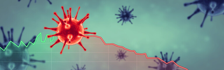 Covid crisis and the collapse of the markets, economic fallout. 3d illustration