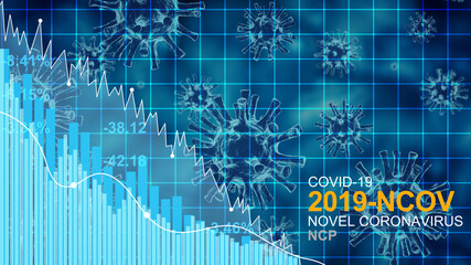 Covid crisis and the collapse of the markets, economic fallout. 3d illustration
