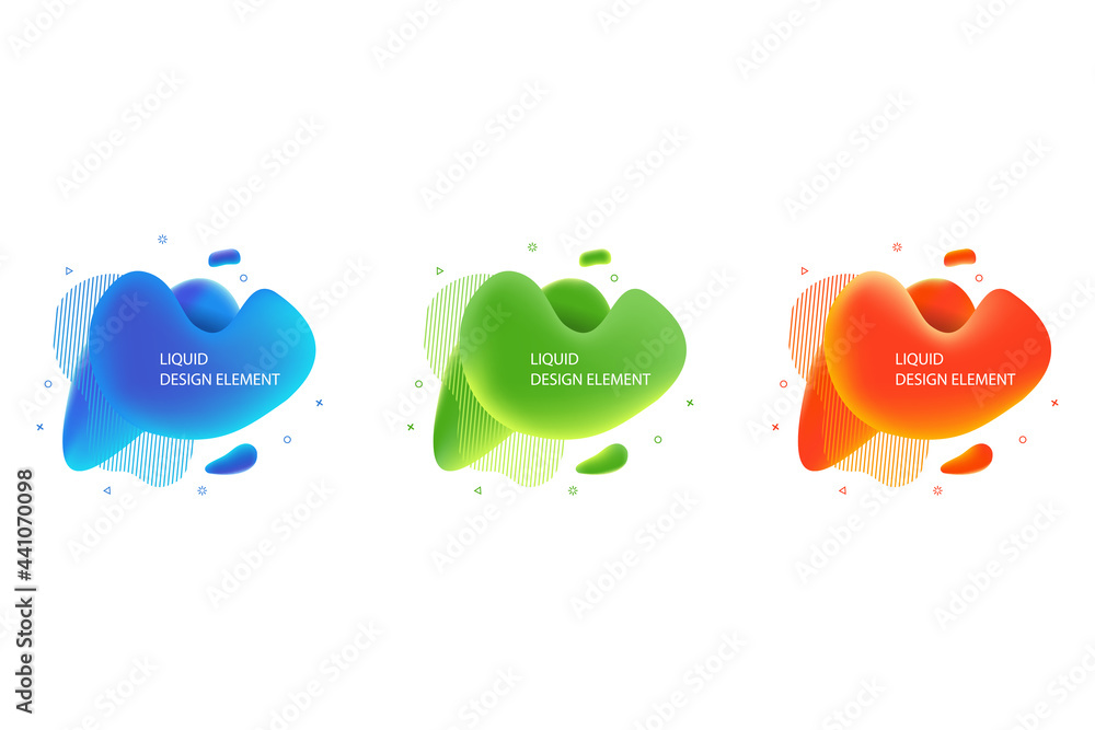 Poster abstract dynamic gradient graphic elements in modern style. banners with flowing liquid shapes, amoe