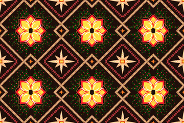 Vector,illustator,Geometric ethnic ikat seamless pattern,Patterns design for fabric,wallpaper,background,wall,tile,carpet,wrapping,clothing,batik,Abstract ethnic geometric pattern