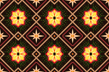Vector,illustator,Geometric ethnic ikat seamless pattern,Patterns design for fabric,wallpaper,background,wall,tile,carpet,wrapping,clothing,batik,Abstract ethnic geometric pattern