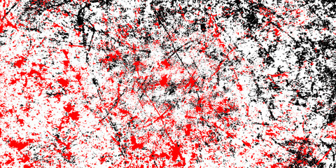 Black and red scratch grungy background. Texture of spots, stains, ink, dots, scratches. Dust overlay distress texture. Dirty splattered design element. Vector illustration.