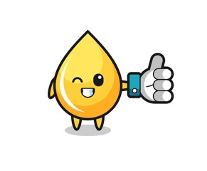 cute honey drop with social media thumbs up symbol