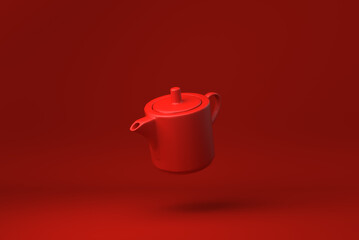 Red Pitcher or milk jug floating in Red background. minimal concept idea creative. monochrome. 3D render. - 441072064
