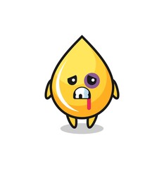 injured honey drop character with a bruised face