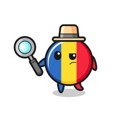 romania flag badge detective character is analyzing a case