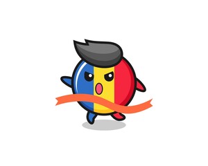cute romania flag badge illustration is reaching the finish