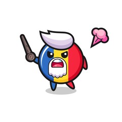 cute romania flag badge grandpa is getting angry