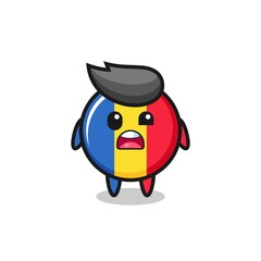 Fototapeta premium the shocked face of the cute romania flag badge mascot