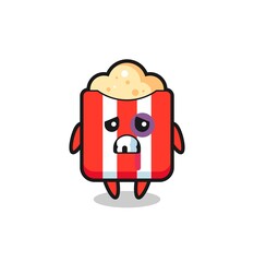 injured popcorn character with a bruised face
