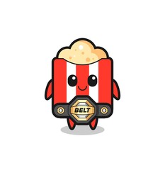 Fototapeta premium the MMA fighter popcorn mascot with a belt