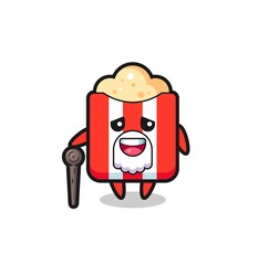 cute popcorn grandpa is holding a stick