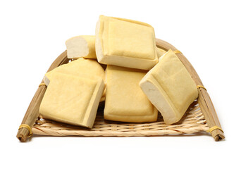 Tofu on a white background