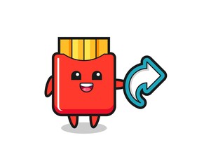 cute french fries hold social media share symbol