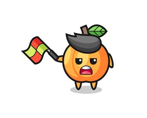 apricot cartoon as the line judge hold the flag up at a 45 degree angle