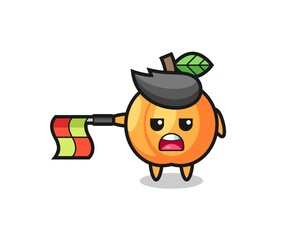 apricot character as line judge hold the flag straight horizontally