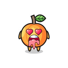 the falling in love expression of a cute apricot with heart shaped eyes