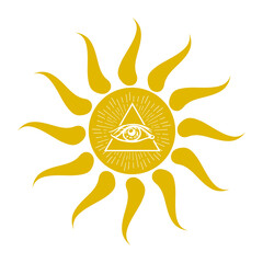 sun symbol vector with one eye