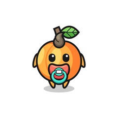 baby apricot cartoon character with pacifier