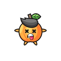 character of the cute apricot with dead pose