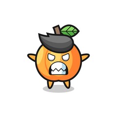 wrathful expression of the apricot mascot character