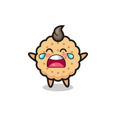 the illustration of crying round biscuits cute baby