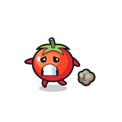 illustration of the tomatoes running in fear