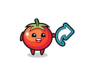 cute tomatoes hold social media share symbol