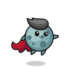 cute asteroid superhero character is flying