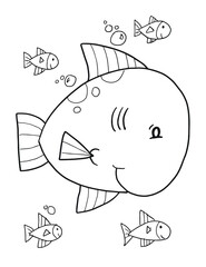 Schattige Vissen Kleurplaat Vector Illustratie Art