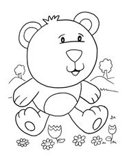 Poster de jardin Dessin animé cute teddy bear coloring book page vector illustration art