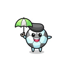 cute football illustration holding an umbrella