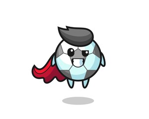 the cute football character as a flying superhero