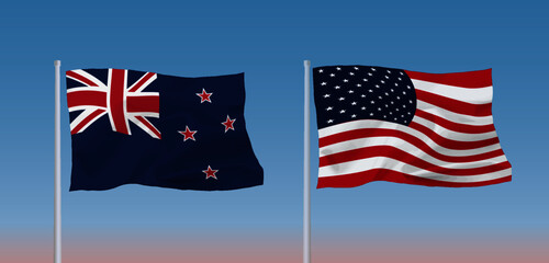 アメリカとニュージーランドの国旗