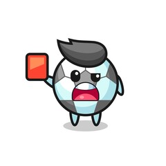 Fototapeta premium football cute mascot as referee giving a red card
