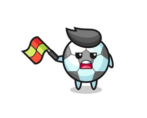 football cartoon as the line judge hold the flag up at a 45 degree angle